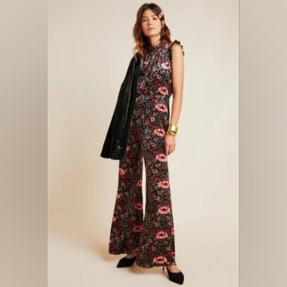 NWT Anthropologie Etienne Velvet Jumpsuit- XS Petite